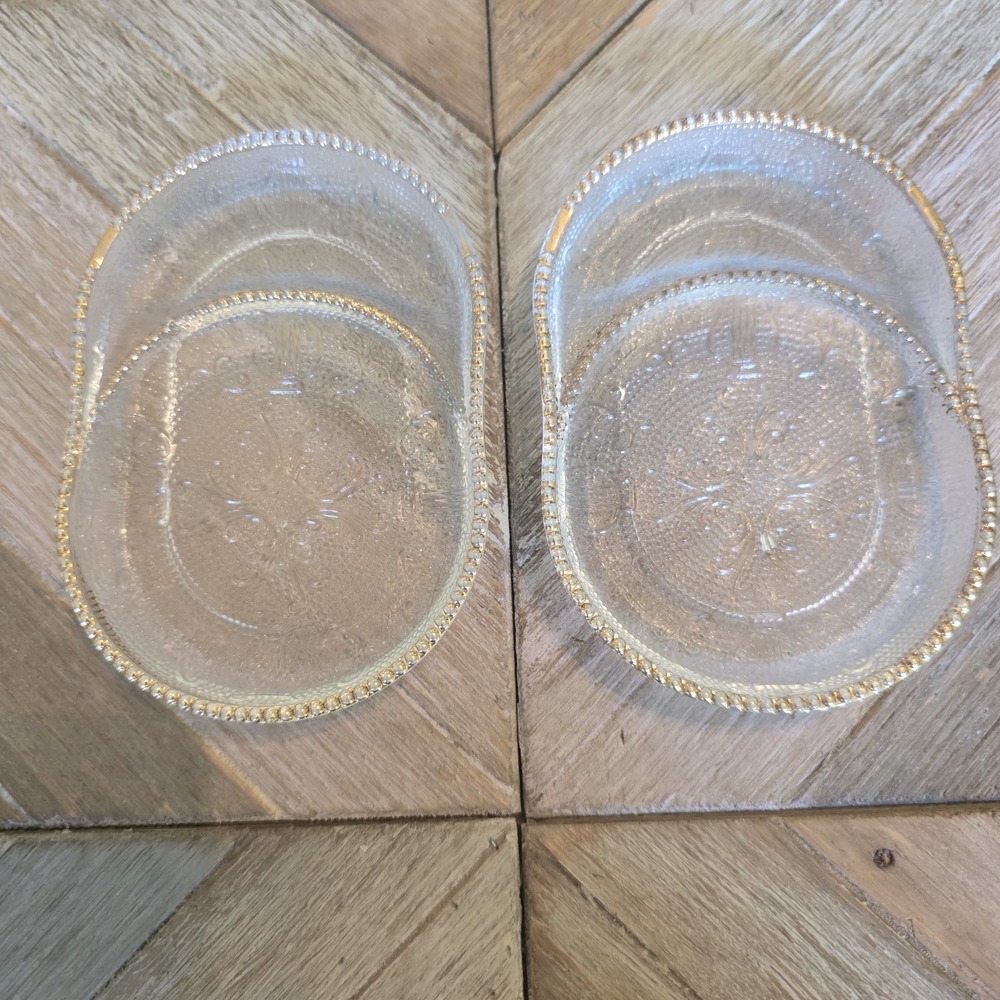 Jeannette Harp Gold Trimmed Glass Coasters Trays Ashtrays Decorative Shelf Decor